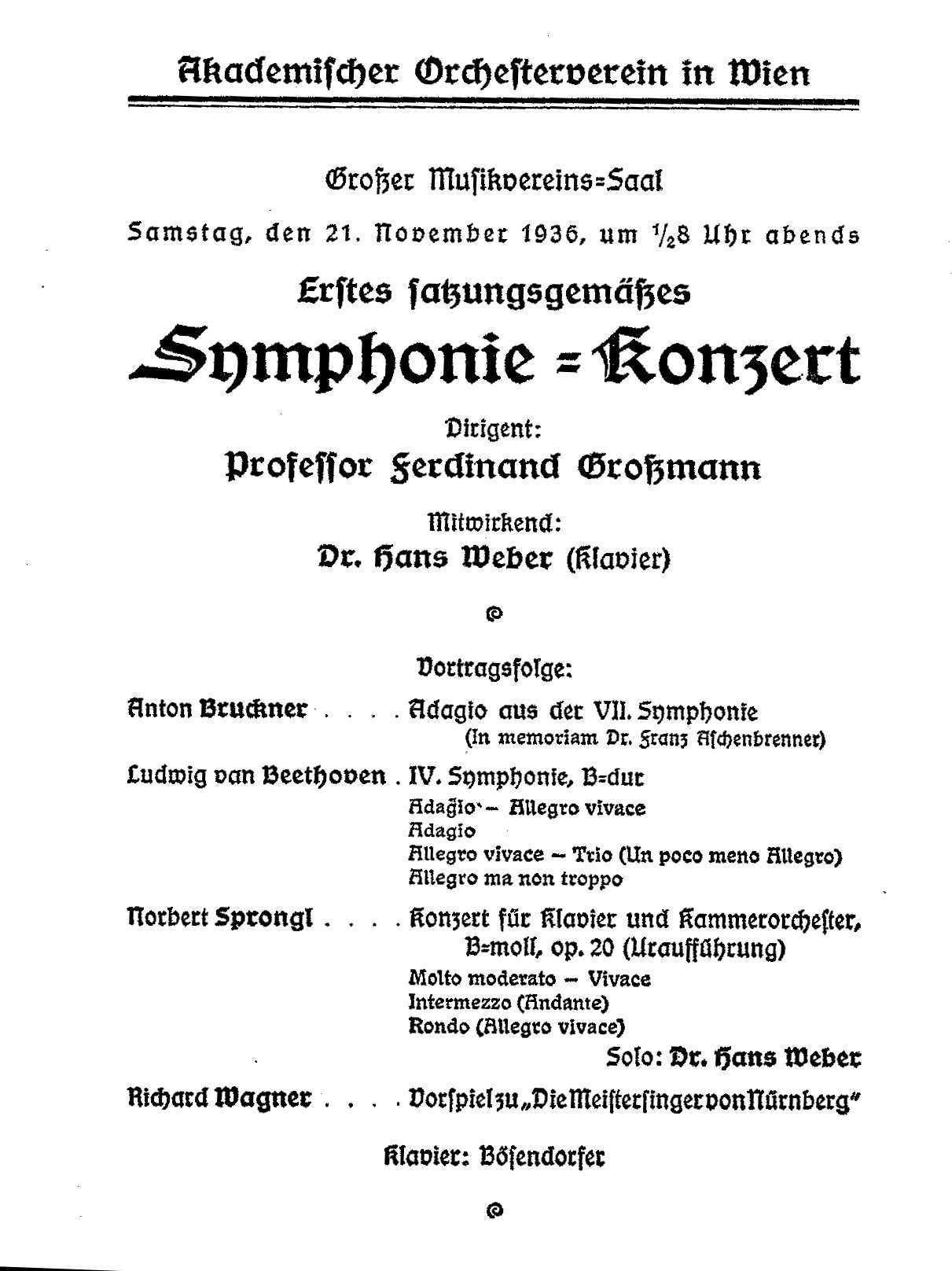Konzert von Sprongl im großen Saal des Wiener Musikvereins