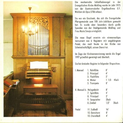 Orgel der evangelischen Kirche Mödling Orgel der evangelischen Kirche Mödling