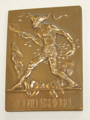 Till Eulenspiegel, Jugendstil-Bronzeplakette 1910/1911 von Karl Perl (1876-1975, österreichischer Bildhauer und Medailleur)