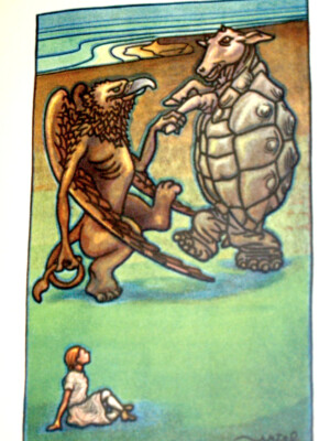 Alice im Wunderland, illustriert von
Uriel Birnbaum (1894-1956, österreichisch-jüdischer Graphiker, Buchillustrator, Karikaturist, Maler und Schriftsteller)