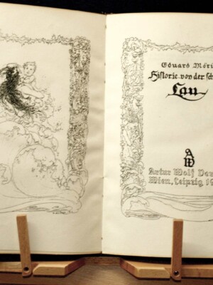 „Die schöne Lau“, illustriert von
Erich Schütz (1886 – 1937), Ausbildung an der Wiener Kunstakademie;
Gebrauchsgrafiker (Plakate, Postkarten, Schulwandtafeln) und Illustrator